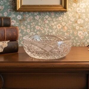 Imperlux Crystal Serving Bowl, Vintage West Germany Cut-Glass‎ Centerpiece